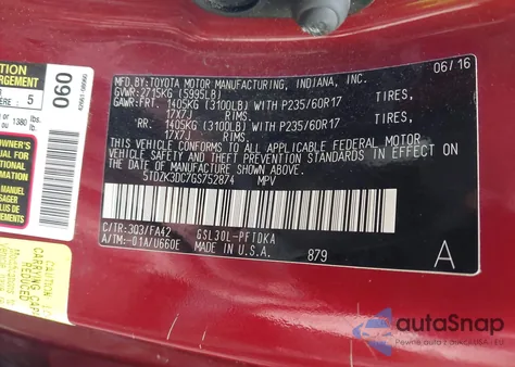 2016 Toyota Sienna L 7 Passenger from USA, damaged, VIN 5TDZK3DC7GS752874